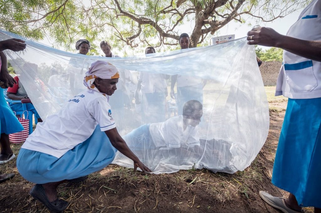 To combat malaria, the WHO advises using insecticide-treated nets treated with pyrethroid-chlorfenapyr